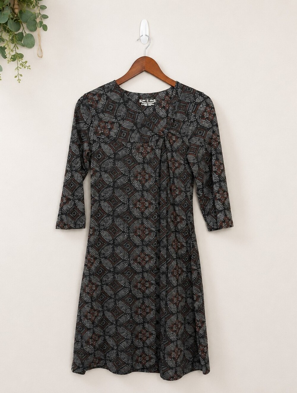 Royal Robbins Essential Nara Dress Gray Geometric Print S Small